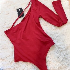Off the shoulders Red Bodysuit